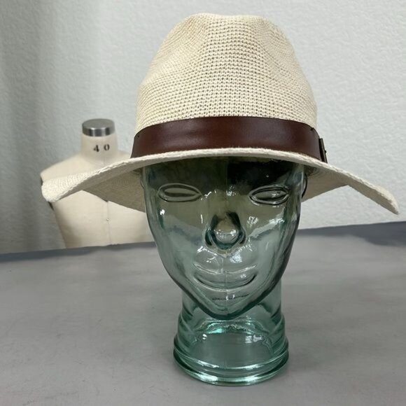 Goorin Bros Cream Woven Hat Leather Band main image 5